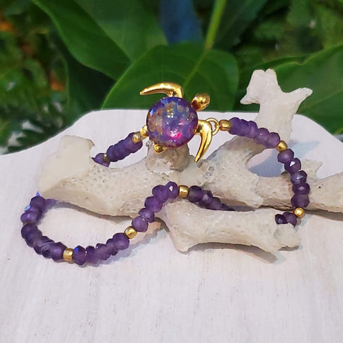 Malama on Amathyst Gemstone Bracelet | The Honu Collection by Amy Wakingwolf 