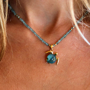Mahalo on Apatite Gemstone Necklace | The Honu Collection by Amy Wakingwolf 