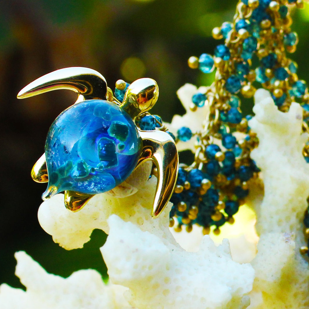 Blue Turtle Gemstone Necklace